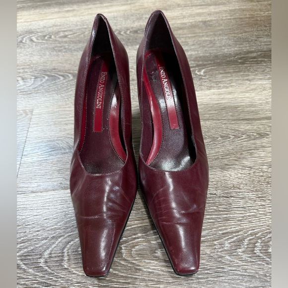 Enzo Angiolini Womens 8M Pumps Burgundy 3-inch Heel Pointed Toe Preppy Academia - Picture 5 of 8